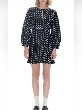 Baum und pferdgarten black Mini Dress with White Polka Dot  size 4-XS